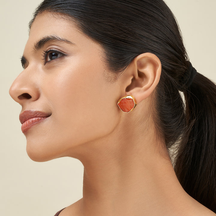 Soléa Orange Natural Stone Earrings