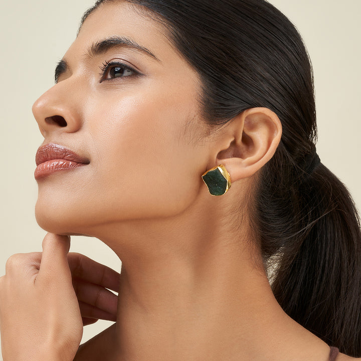 Soléa Dark Green Natural Stone Earrings