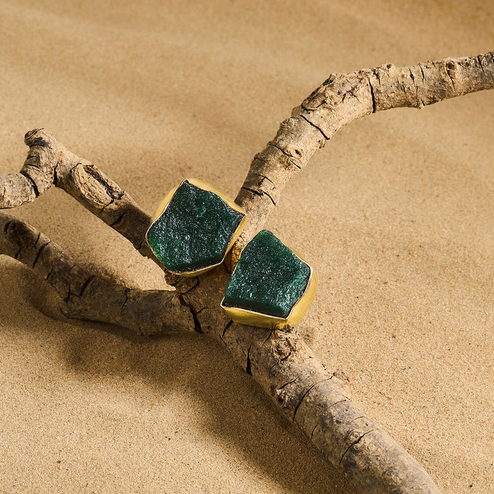 Soléa Dark Green Natural Stone Earrings