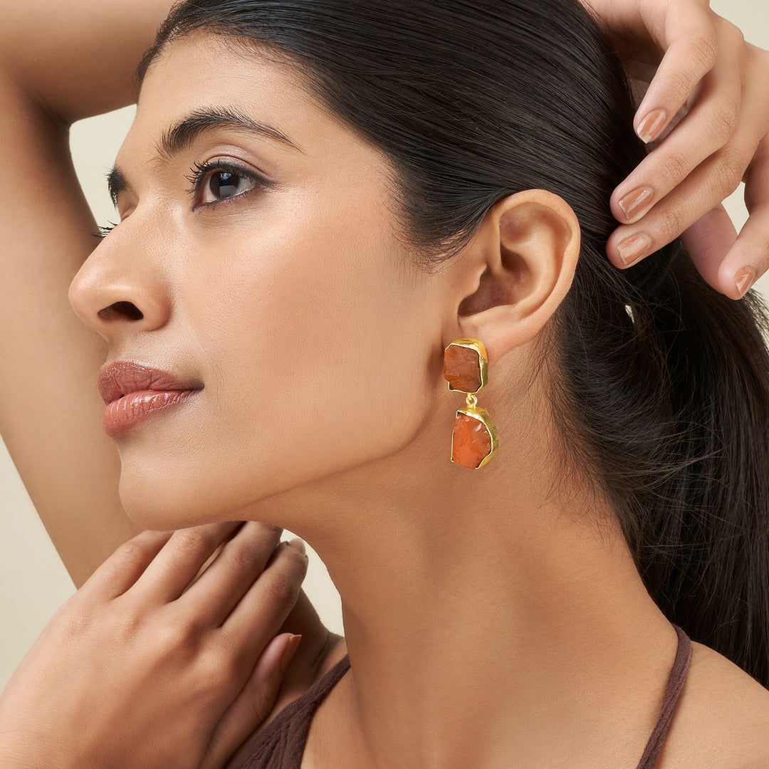Soléa Orange Natural Stone Danglers