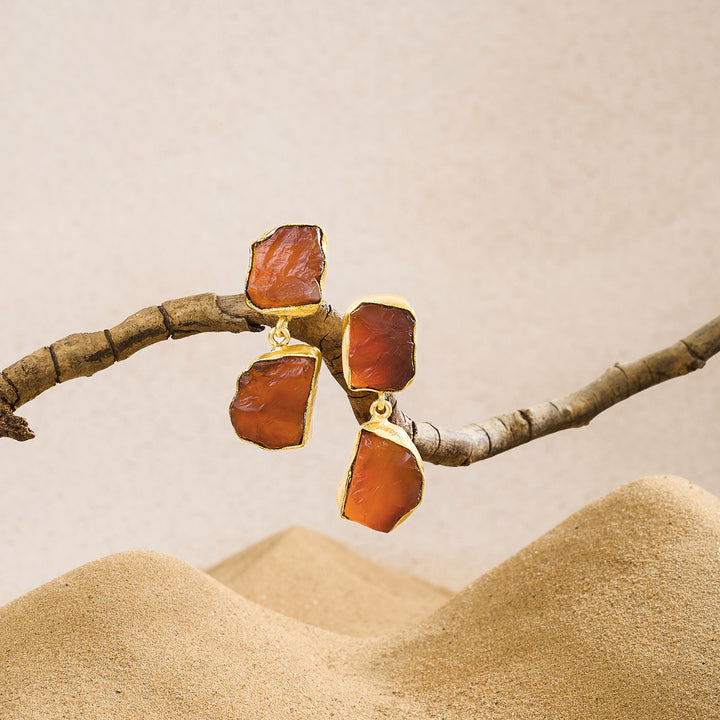 Soléa Orange Natural Stone Danglers