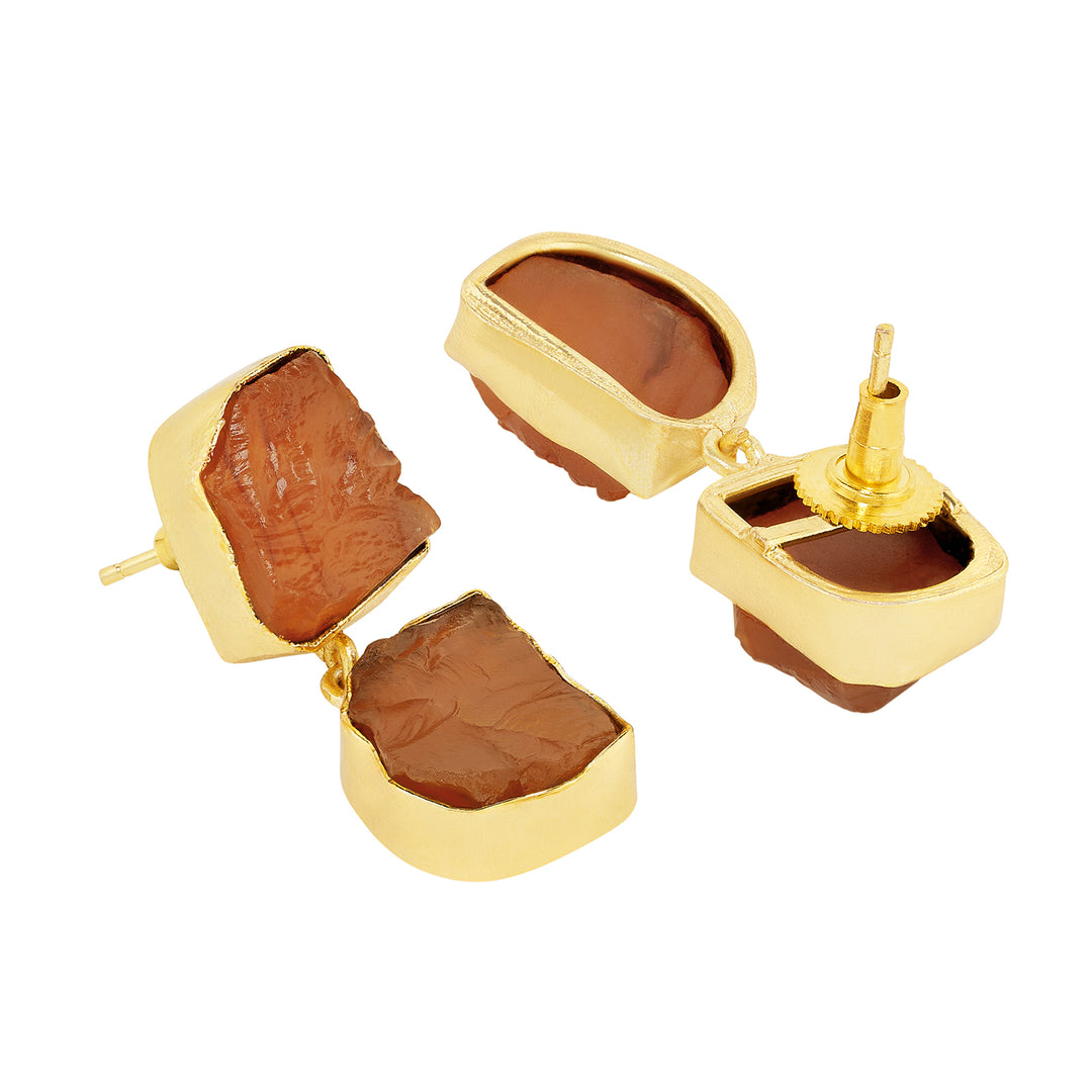 Soléa Orange Natural Stone Danglers