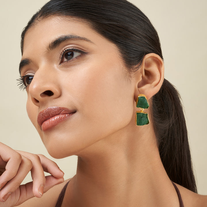 Soléa Dark Green Natural Stone Danglers