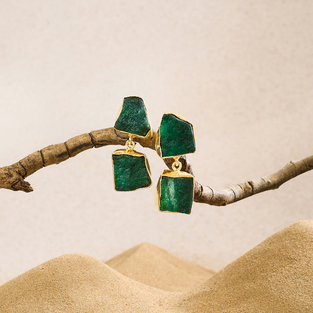 Soléa Dark Green Natural Stone Danglers