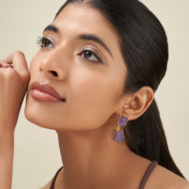 Soléa Purple Natural Stone Danglers