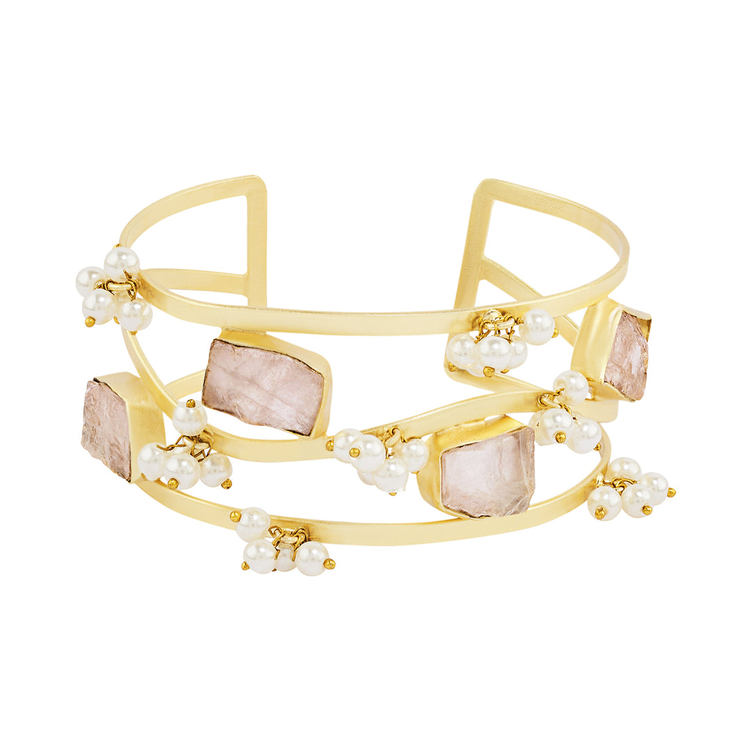 Soléa Pink Natural Stone Pearl Cuff Bracelet