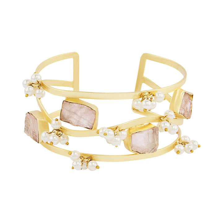 Soléa Pink Natural Stone Pearl Cuff Bracelet