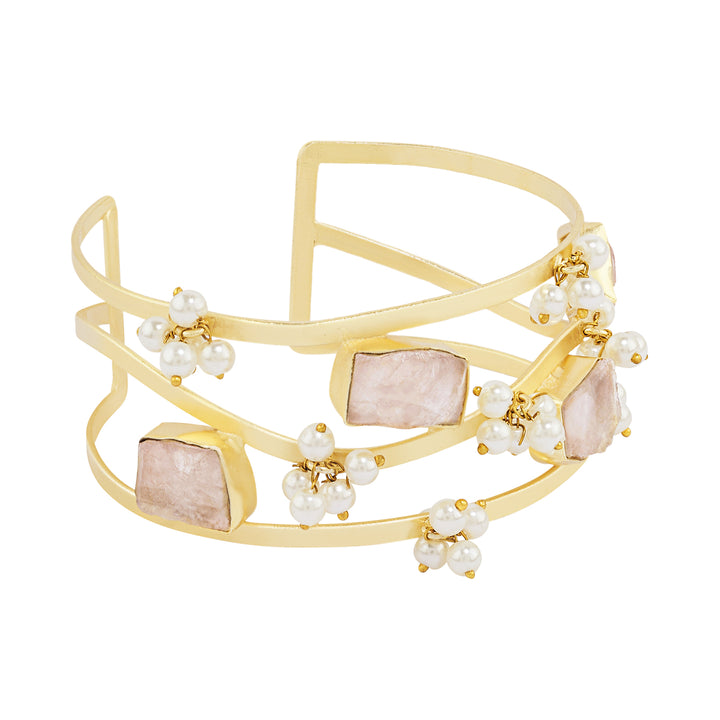 Soléa Pink Natural Stone Pearl Cuff Bracelet