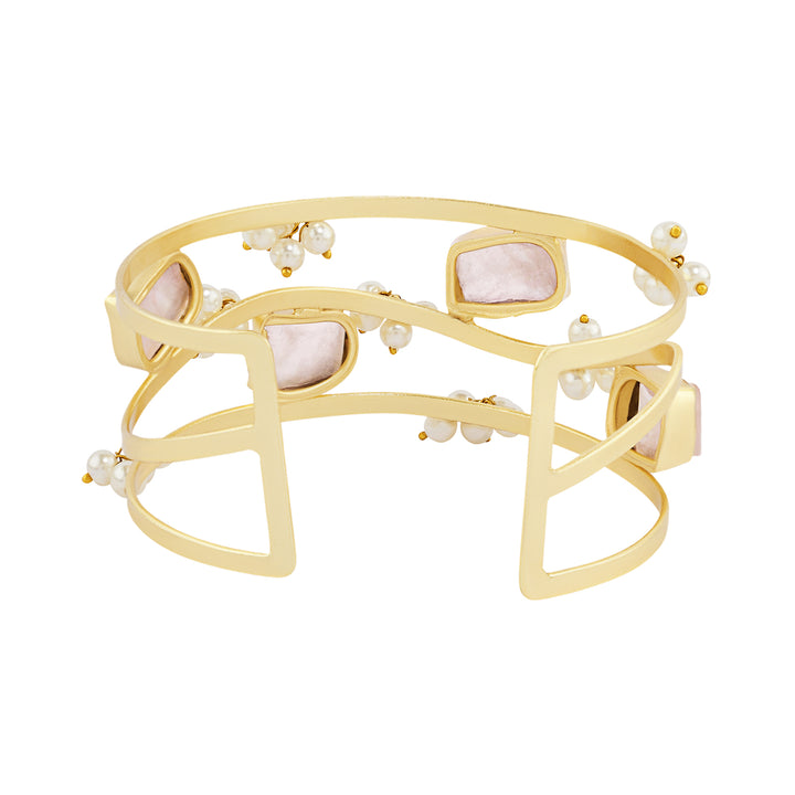 Soléa Pink Natural Stone Pearl Cuff Bracelet
