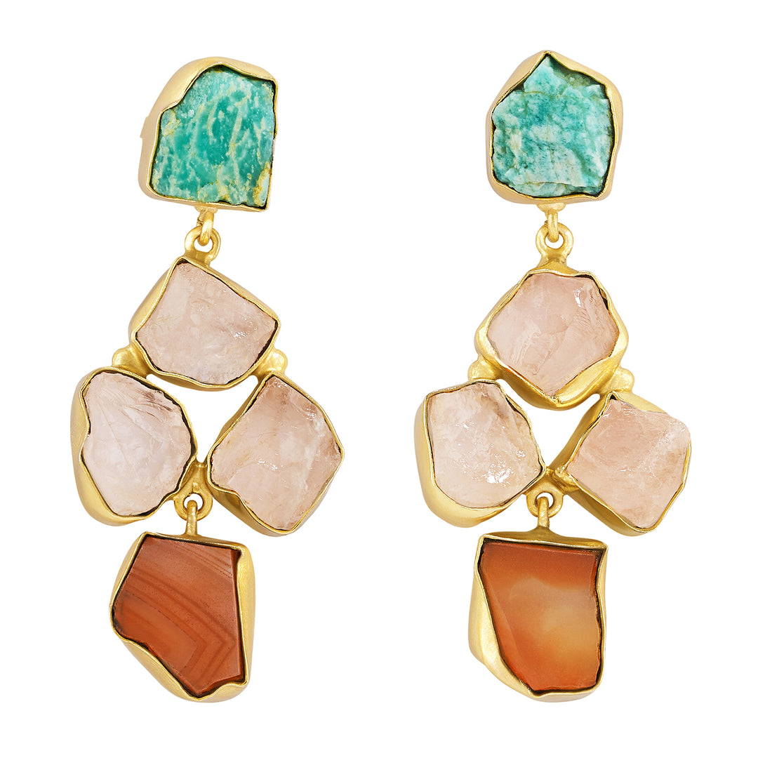 Soléa Turquoise Pink Orange Natural Stone Earrings