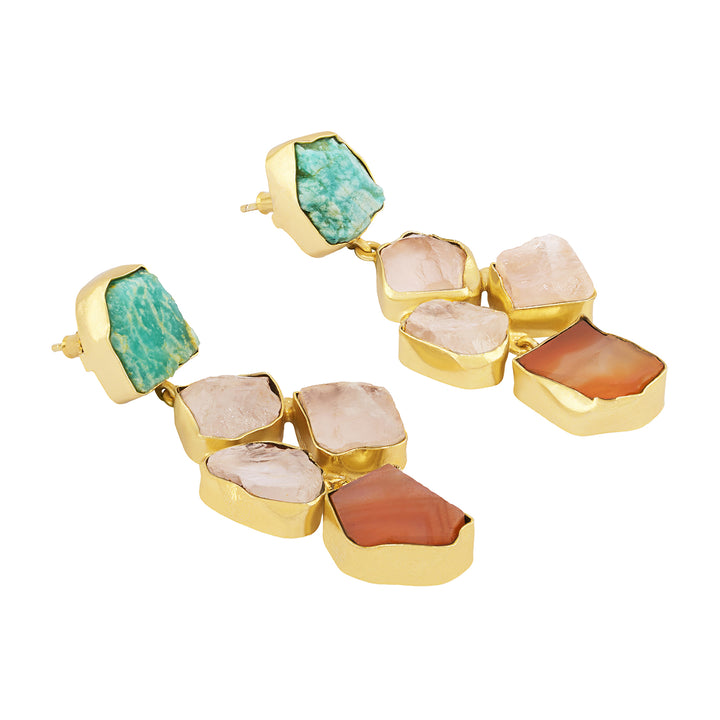 Soléa Turquoise Pink Orange Natural Stone Earrings