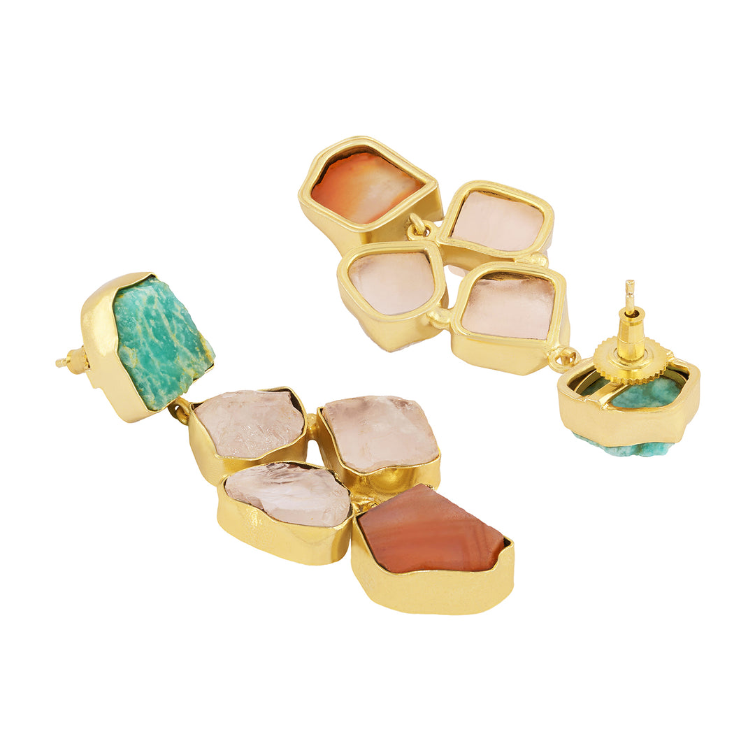 Soléa Turquoise Pink Orange Natural Stone Earrings