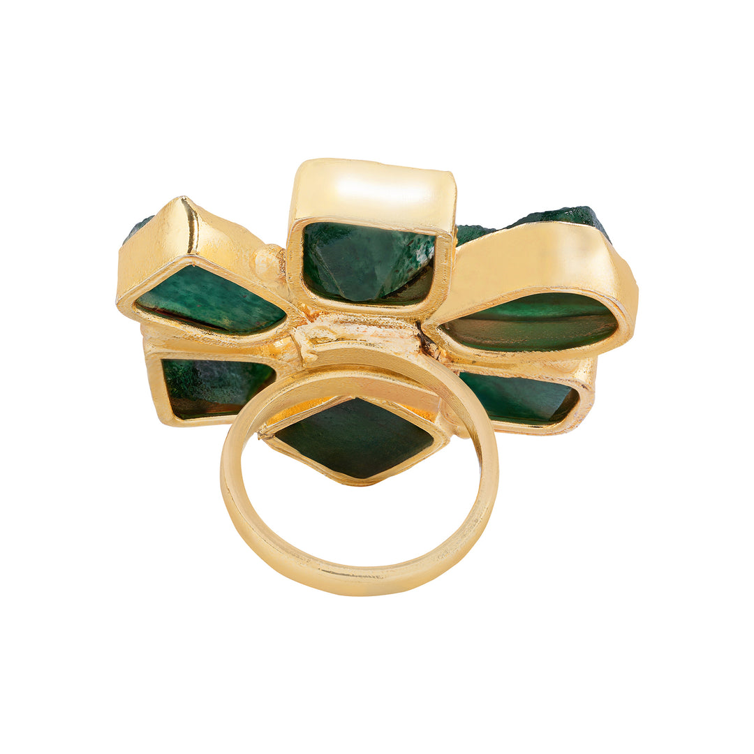 Soléa Dark Green Natural Stone Flower Ring