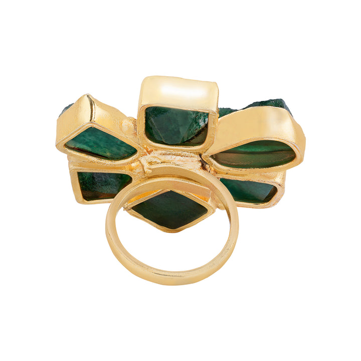 Soléa Dark Green Natural Stone Flower Ring
