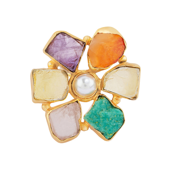 Soléa Multicolored Natural Stone Flower Ring