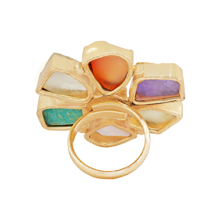 Soléa Multicolored Natural Stone Flower Ring