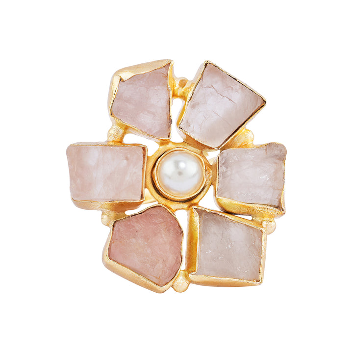 Soléa Pink Natural Stone Flower Ring