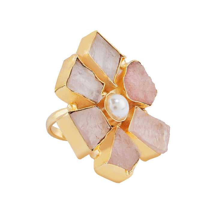 Soléa Pink Natural Stone Flower Ring