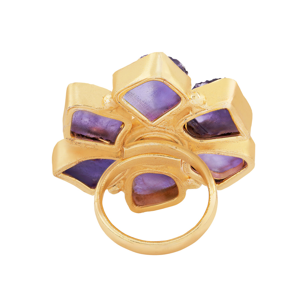 Soléa Purple Natural Stone Flower Ring