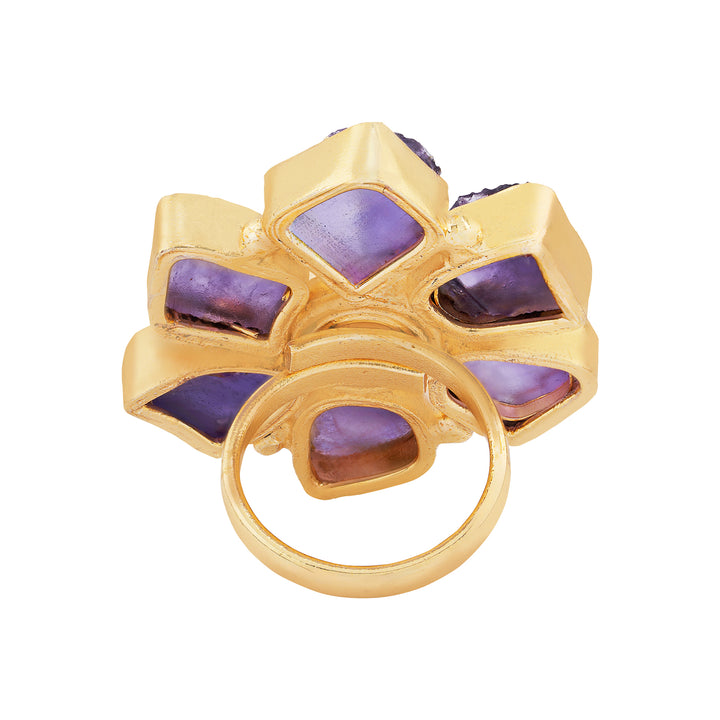 Soléa Purple Natural Stone Flower Ring