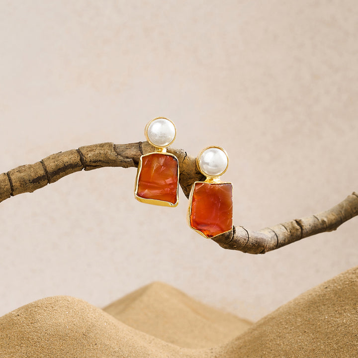 Soléa Pearl Orange Natural Stone Earrings