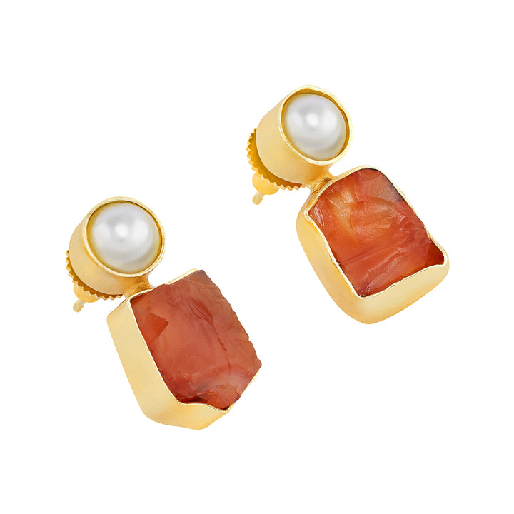 Soléa Pearl Orange Natural Stone Earrings