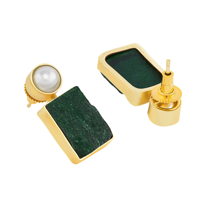 Soléa Pearl Dark Green Natural Stone Earrings