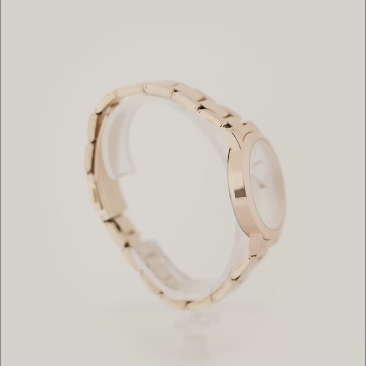 Midnight White Medium Dial Rose Gold Linked Chain Strap Women's Watch