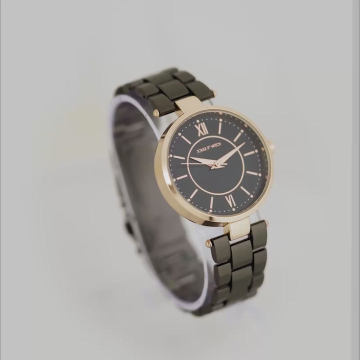 Milan Black Medium Dial Linked Chain Strap Women's Watch