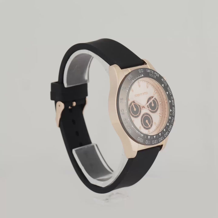 Jesko Rose Gold Large Dial Black Silicone Strap Men's Watch