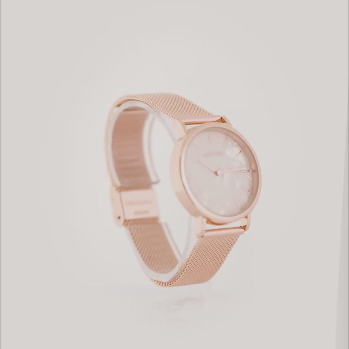 Copenhagen Rose Gold MOP Medium Dial Mesh Strap Women's Watch