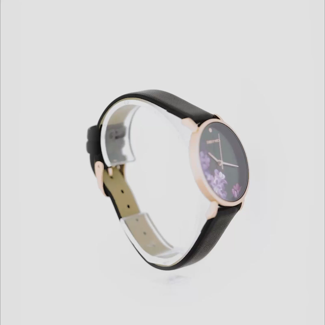 Printed Aster Black Medium Dial PU Strap Women's Watch