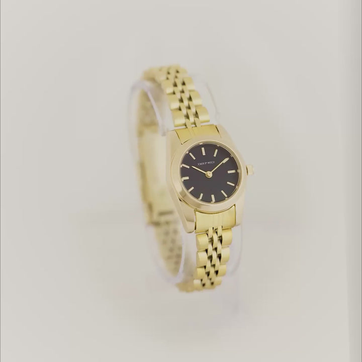 London Black Mini Dial Gold Linked Chain Strap Women's Watch