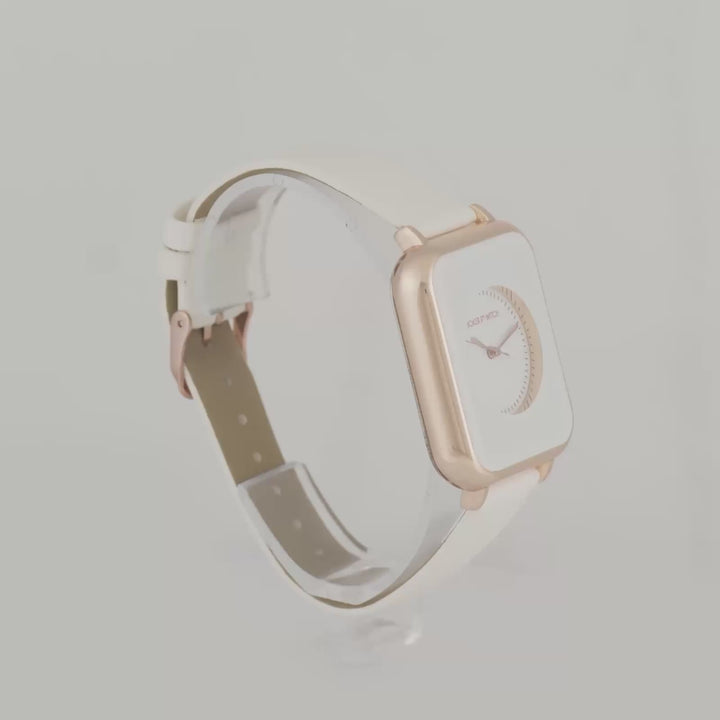 Utopia White Medium Rectangle Dial PU Strap Unisex Watch