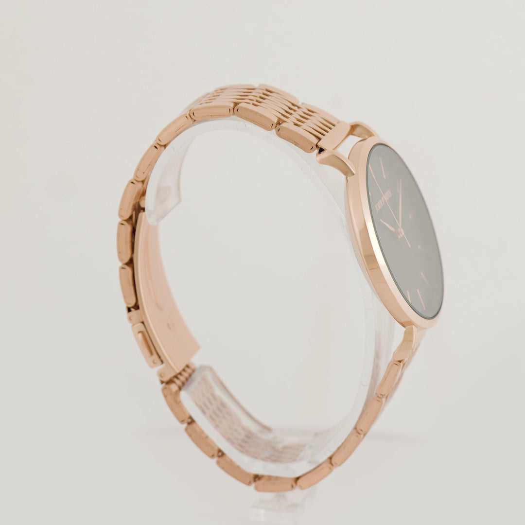 Nebula Black Large Dial Rose Gold Linked Chain Strap Women's Watch