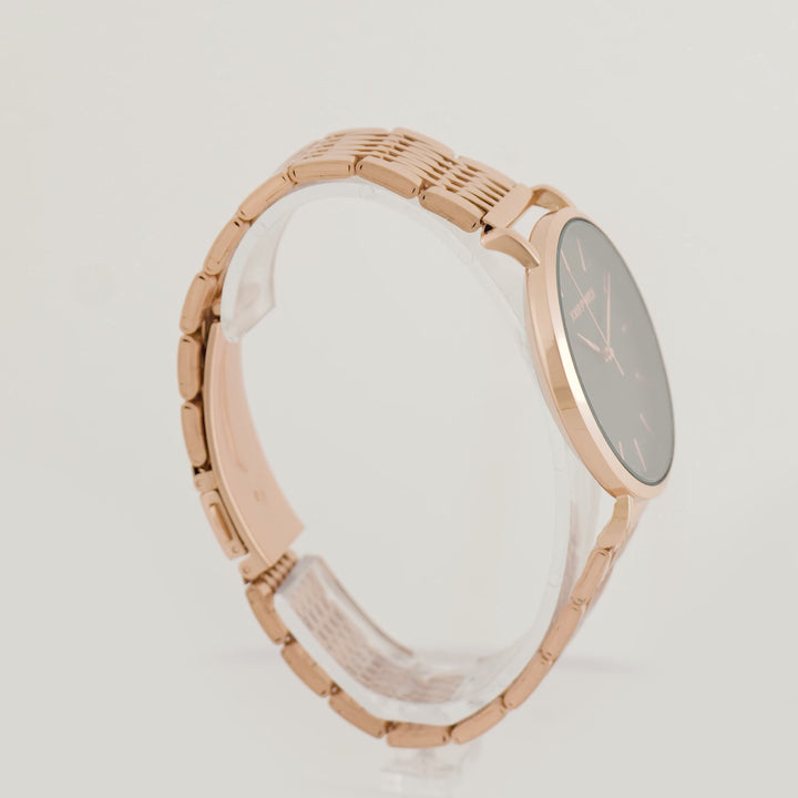 Nebula Black Large Dial Rose Gold Linked Chain Strap Women's Watch