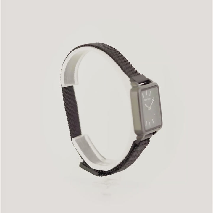 Vintage Black Small Square Dial Magnetic Strap Women's Watch