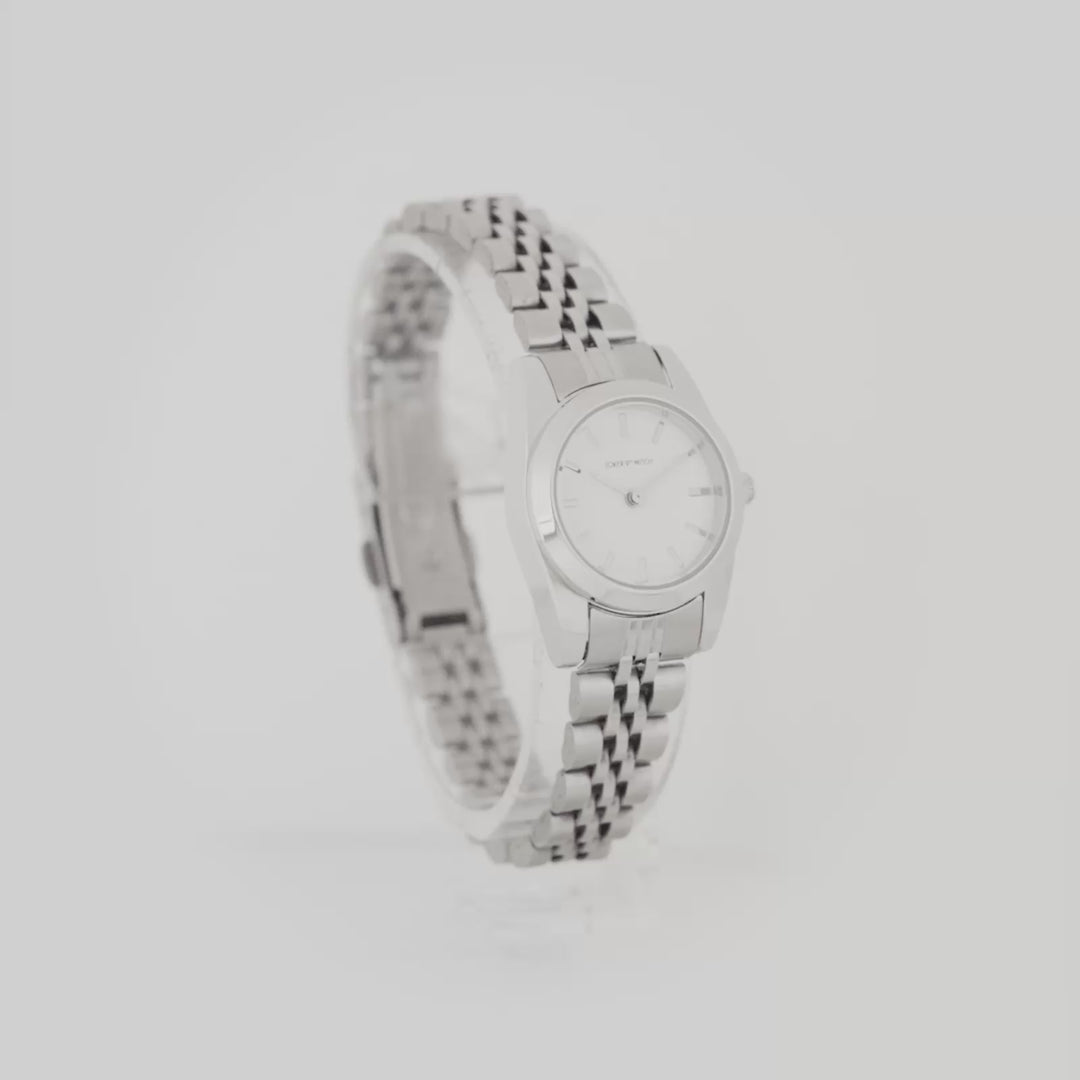 London White Mini Dial Silver Linked Chain Strap Women's Watch