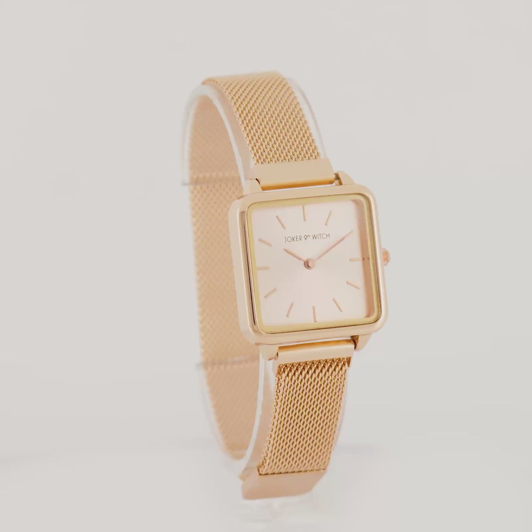 Vintage Rose Gold Small Square Dial Magnetic Strap Women's Watch
