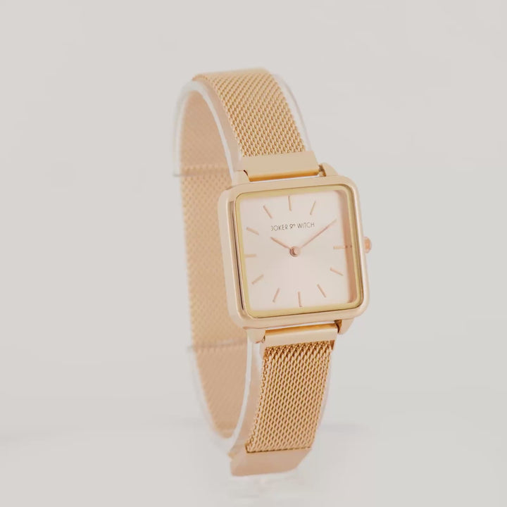 Vintage Rose Gold Small Square Dial Magnetic Strap Women's Watch