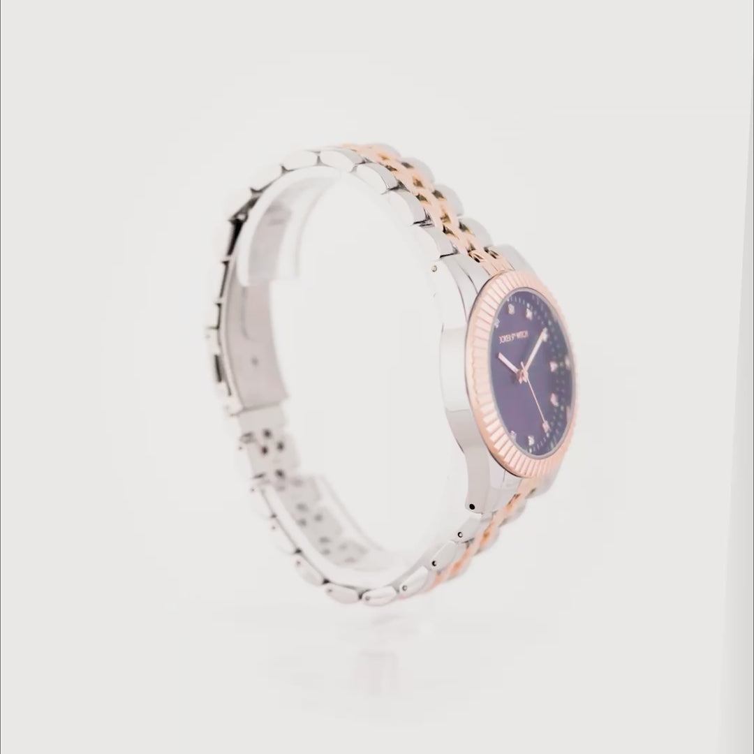 Meridian Blue Large Dial Dual Tone Linked Chain Strap Women's Watch