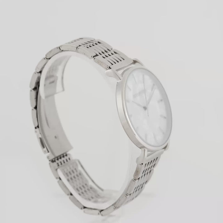 Nebula White MOP Large Dial Silver Linked Chain Strap Women's Watch