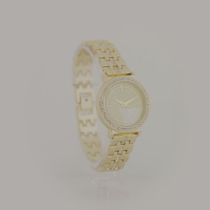 Moonlight Gold Medium Rhinestone Dial Linked Chain Strap Women's Watch