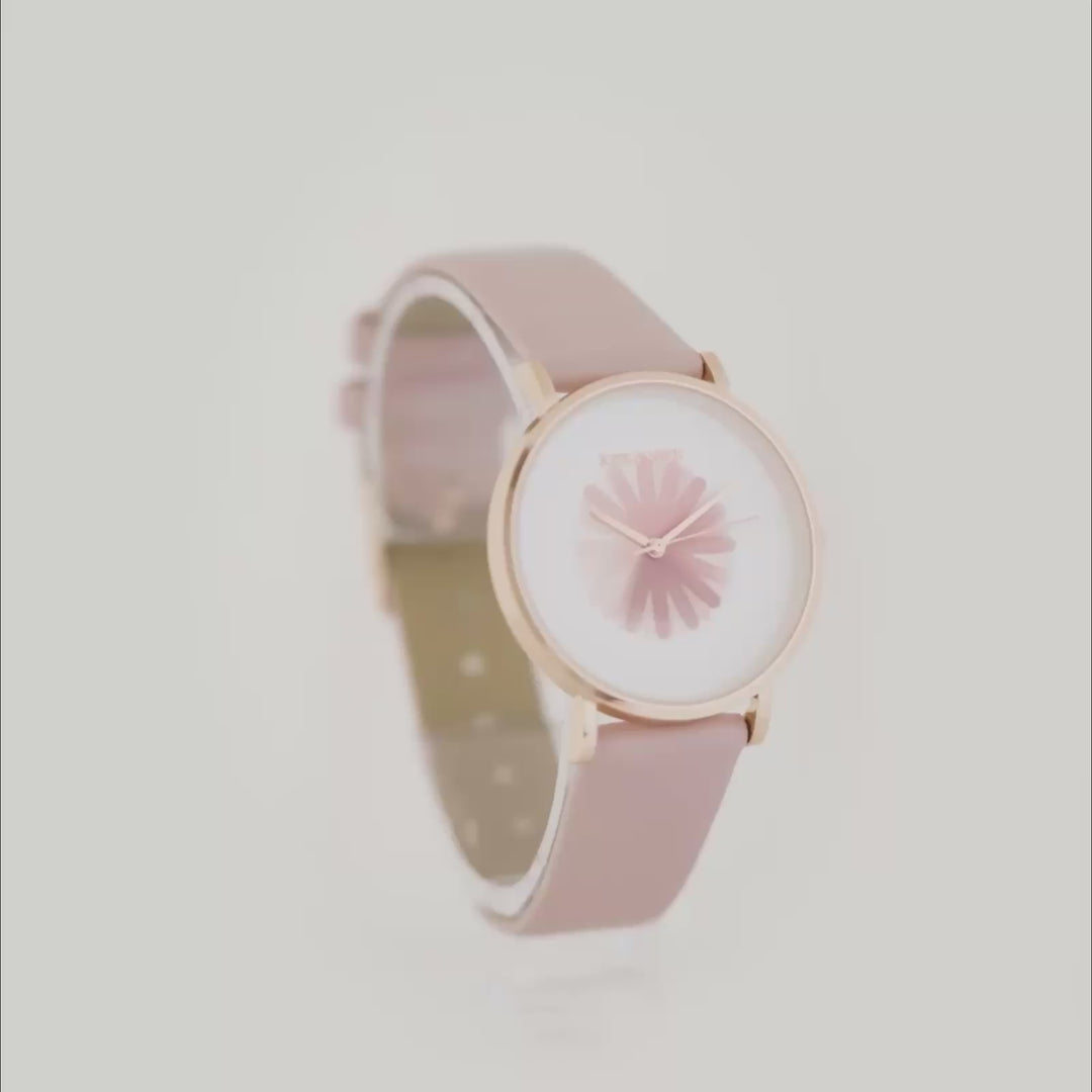 Printed Rosy White Medium Dial Pink PU Strap Women's Watch