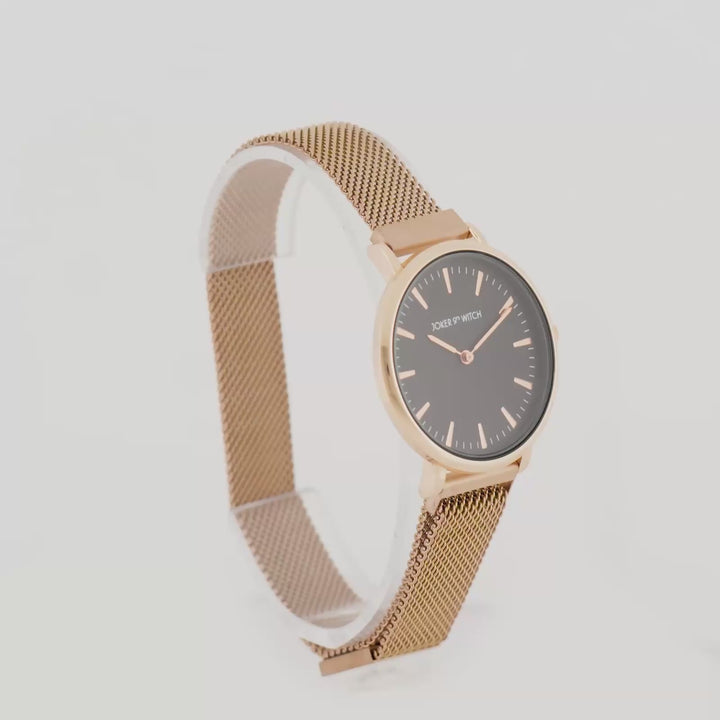 Ivy Black Medium Dial Rose Gold Magnetic Strap Women's Watch