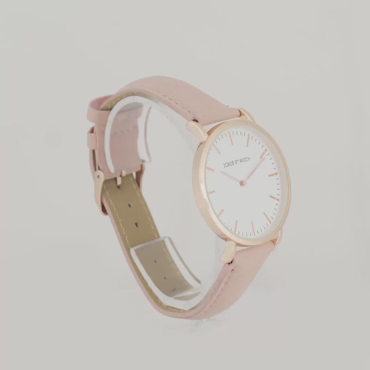Hope White Large Dial Pink PU Strap Women's Watch