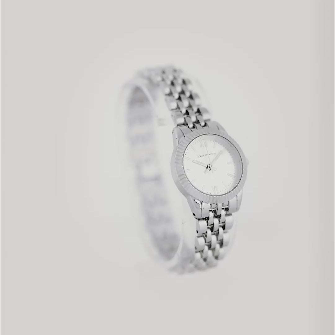 Arina Silver Mini Dial Linked Chain Strap Women's Watch