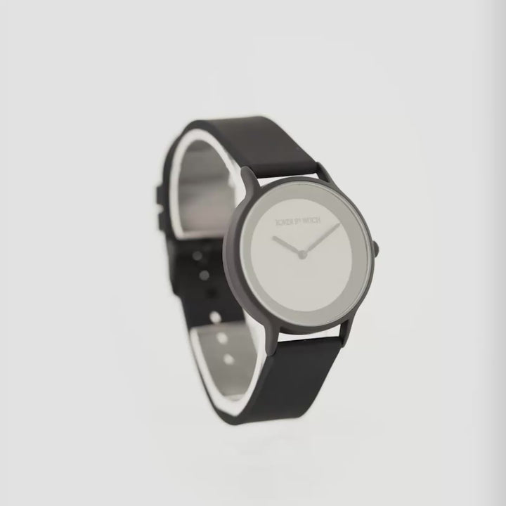Alpine Black Large Dial Silicone Strap Unisex Watch