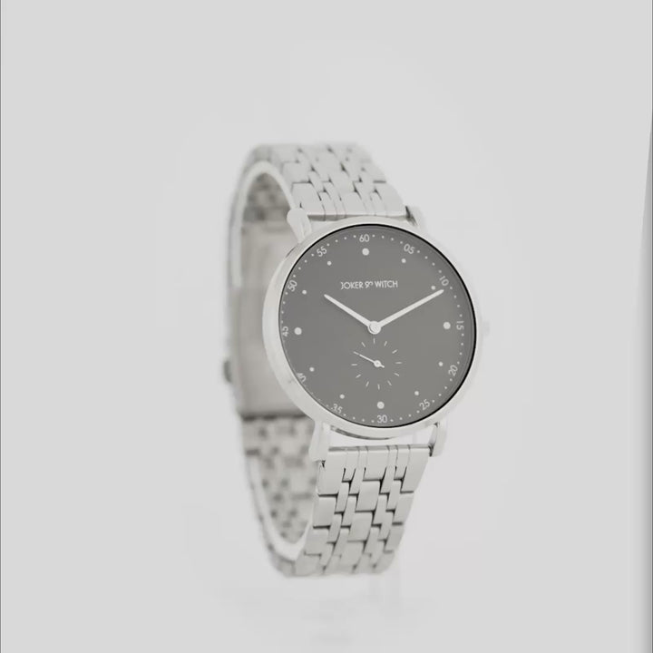 Drake Black Large Dial Silver Linked Chain Strap Men's Watch