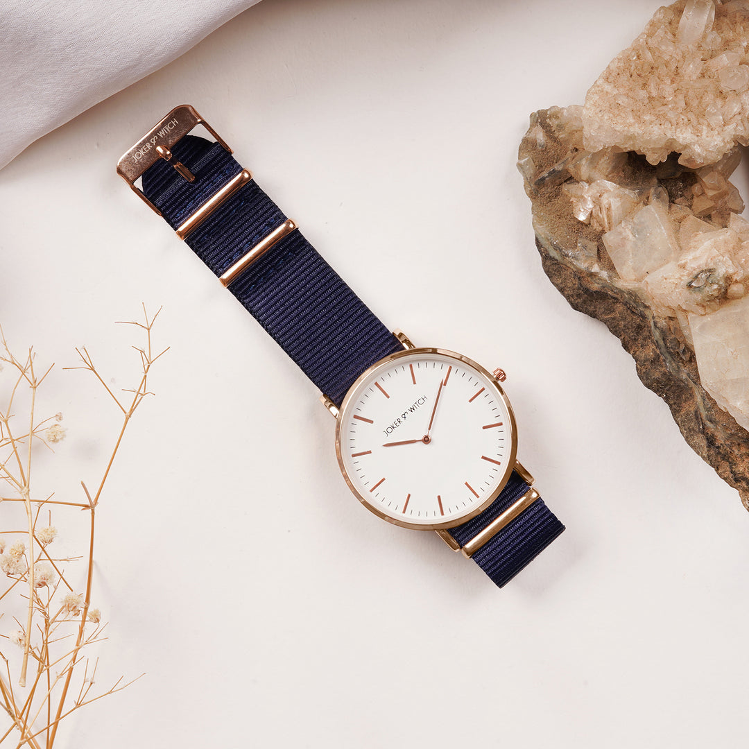 Matrix White Large Dial Blue Nato Strap Men's Watch